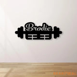 Custom Name Weightlifting Medal Hanger Metal Wall With LED Light Weightlifting Wall Hanger Gift For Weightlifting