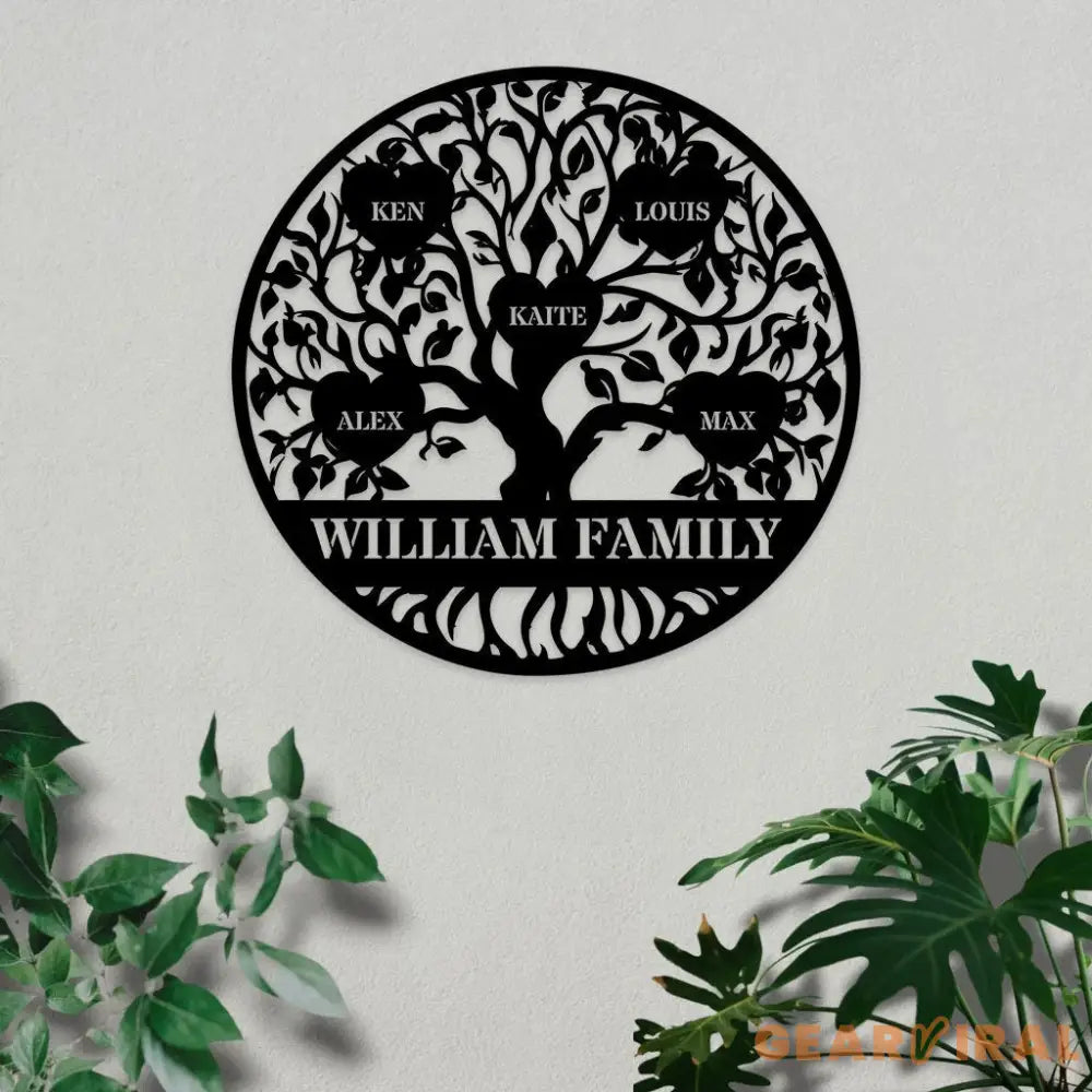 Custom Name Welcome Family Tree of Life Metal Sign - Custom Wall Art Decor - Personalized Olive Tree Door Hanging