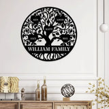 Custom Name Welcome Family Tree of Life Metal Sign - Custom Wall Art Decor - Personalized Olive Tree Door Hanging