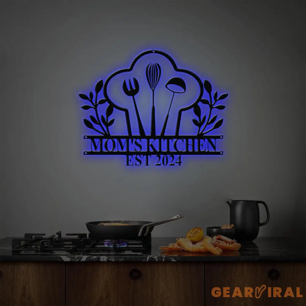 Custom Nana’s Metal Kitchen Sign with Led Light Kitchen Decor Name Kitchen Sign Farmhouse Kitchen Decor Cooking Gift