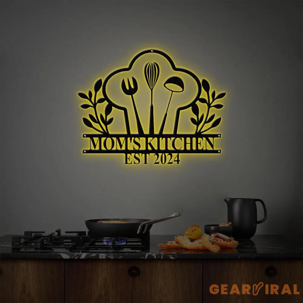 Custom Nana’s Metal Kitchen Sign with Led Light Kitchen Decor Name Kitchen Sign Farmhouse Kitchen Decor Cooking Gift