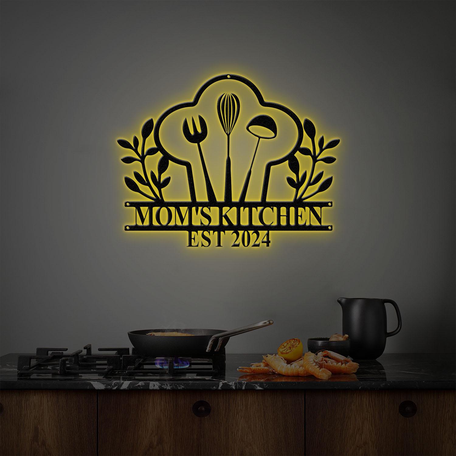 Custom Nana's Metal Kitchen Sign with Led Light, Kitchen Decor, Name Kitchen Sign, Farmhouse Kitchen Decor, Cooking Gift for Grandma Mom