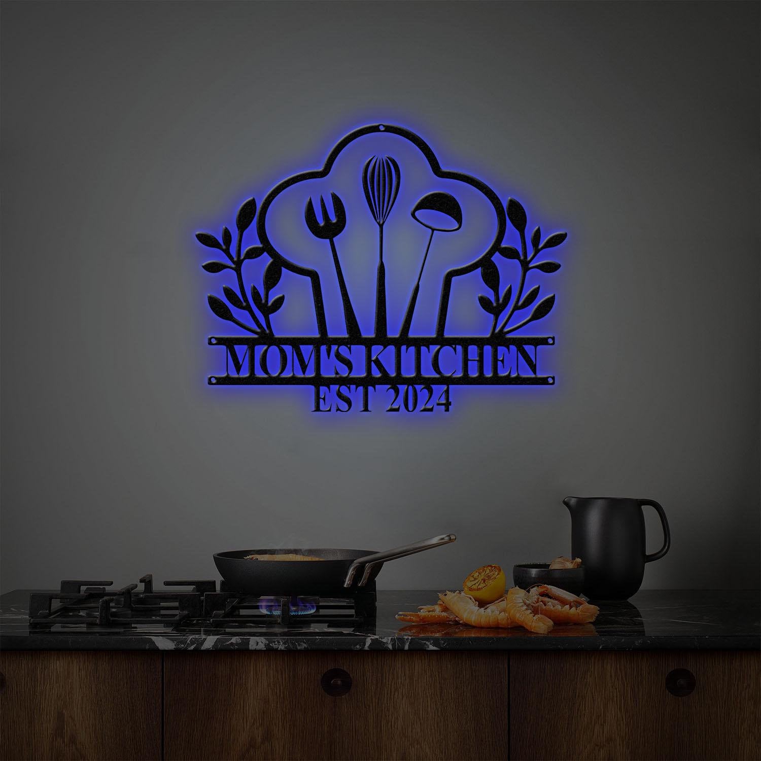 Custom Nana's Metal Kitchen Sign with Led Light, Kitchen Decor, Name Kitchen Sign, Farmhouse Kitchen Decor, Cooking Gift for Grandma Mom