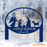 Custom Nativity Scene Christmas Sign – O Come Let Us Adore Him Religious Metal Art for Home or Yard – Perfect for