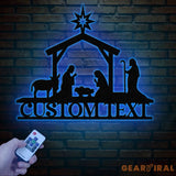 Custom Nativity Scene Metal Sign with Led Lights Religious Wall Art Christmas Decorations Holiday Decor Holiday Wall
