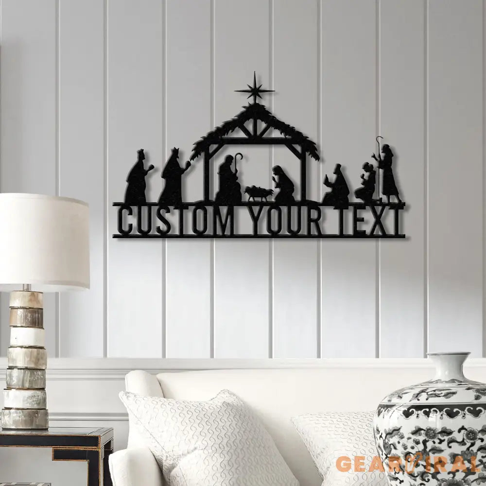 Custom Nativity Scene Metal Sign with Led Lights Religious Wall Art Christmas Decorations Holiday Decor Holiday Wall