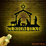 Custom Nativity Scene Metal Sign with Led Lights Religious Wall Art Christmas Decorations Holiday Decor Holiday Wall