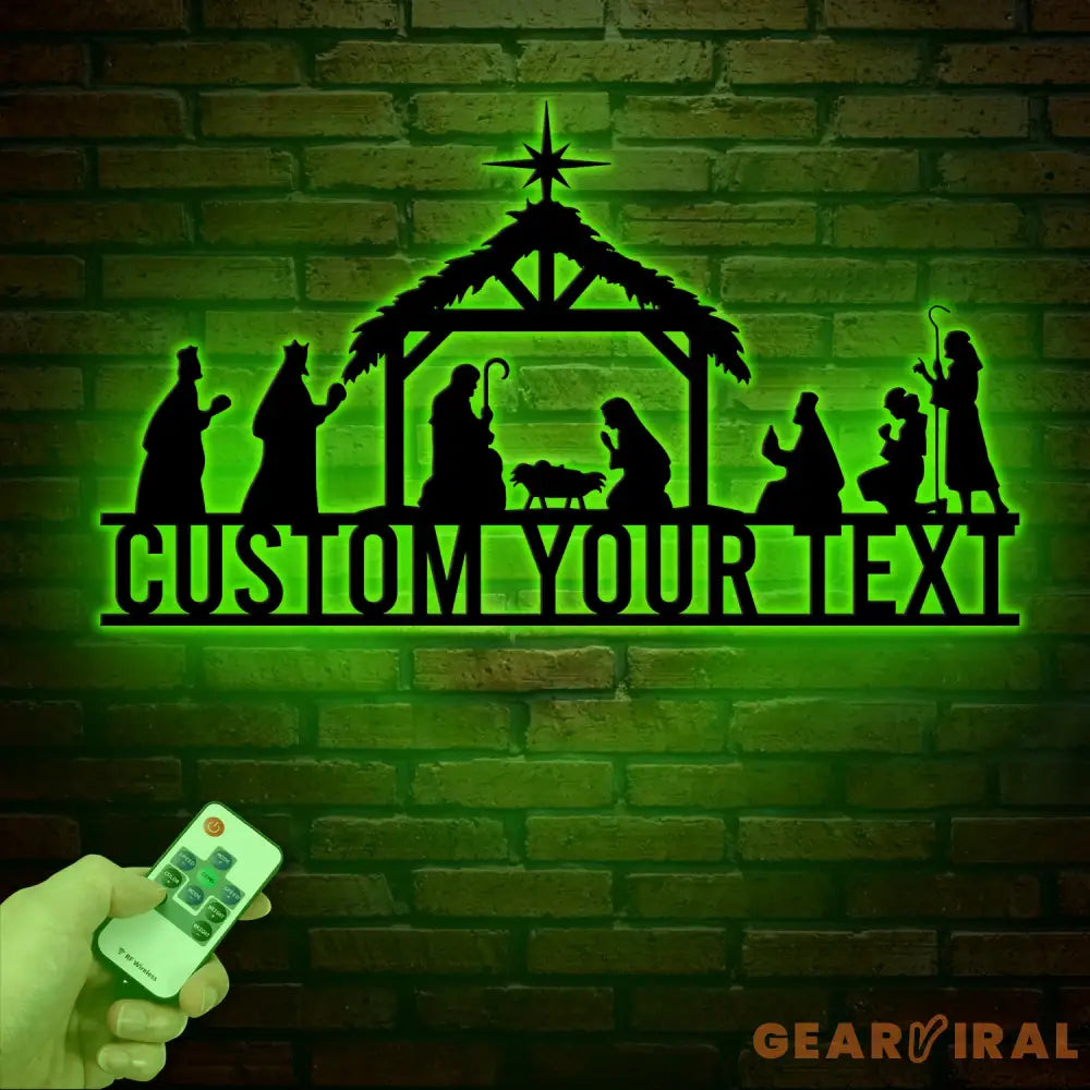 Custom Nativity Scene Metal Sign with Led Lights Religious Wall Art Christmas Decorations Holiday Decor Holiday Wall