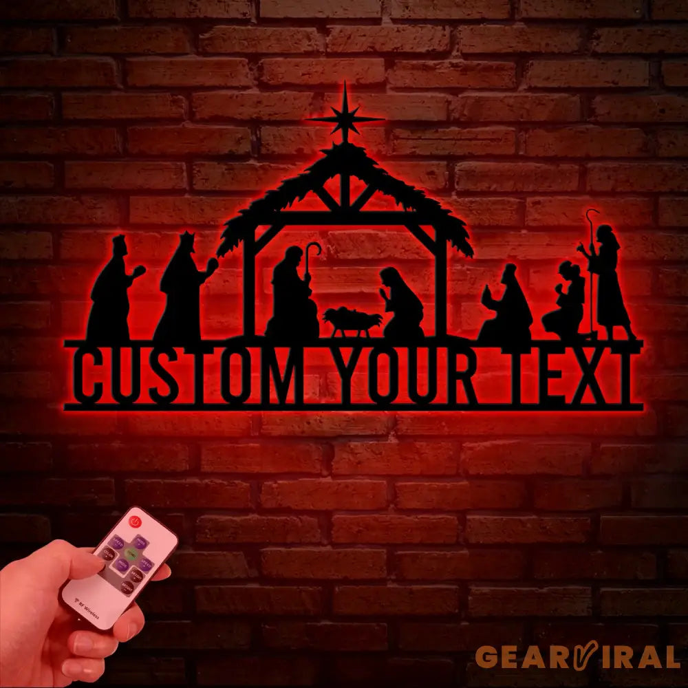 Custom Nativity Scene Metal Sign with Led Lights Religious Wall Art Christmas Decorations Holiday Decor Holiday Wall