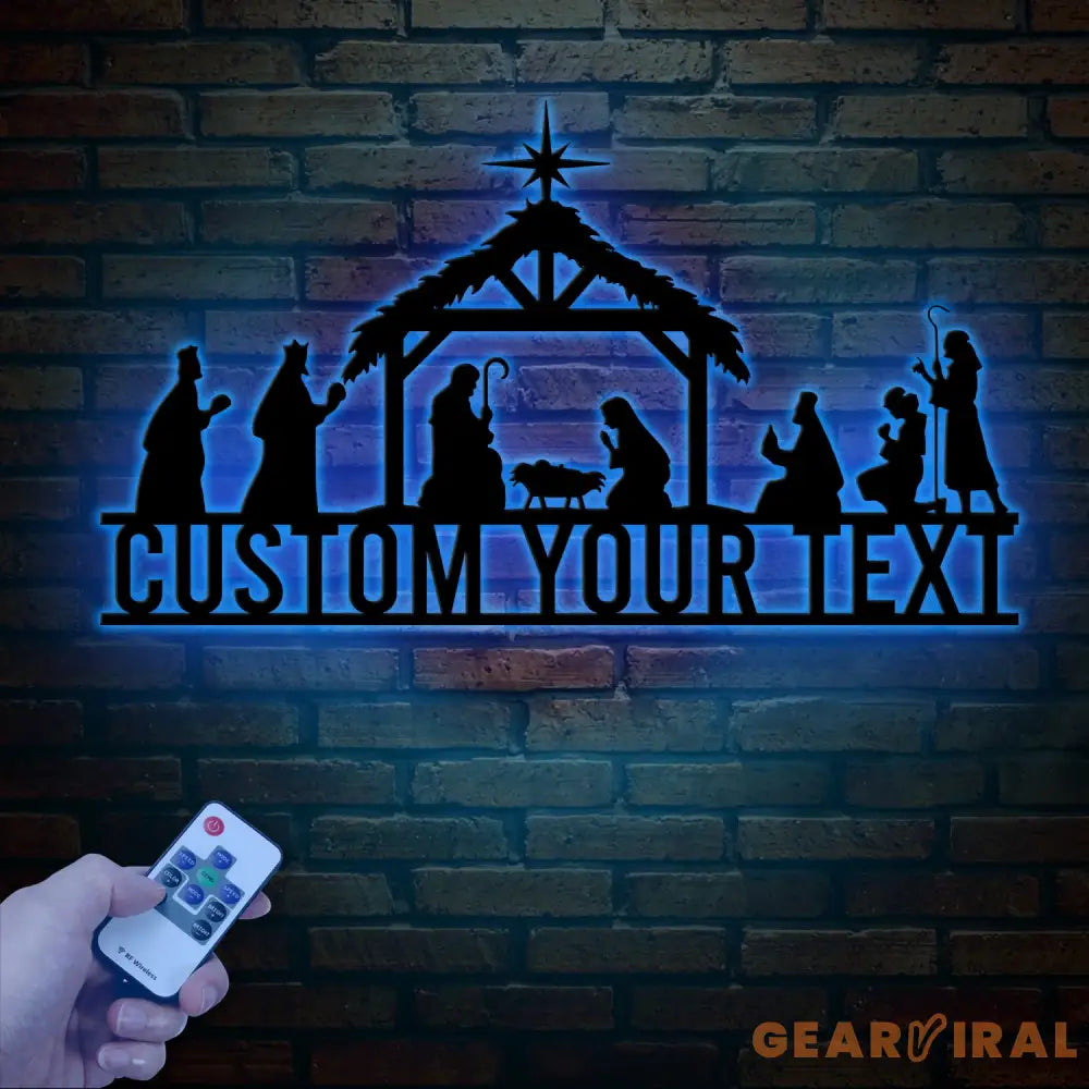Custom Nativity Scene Metal Sign with Led Lights Religious Wall Art Christmas Decorations Holiday Decor Holiday Wall