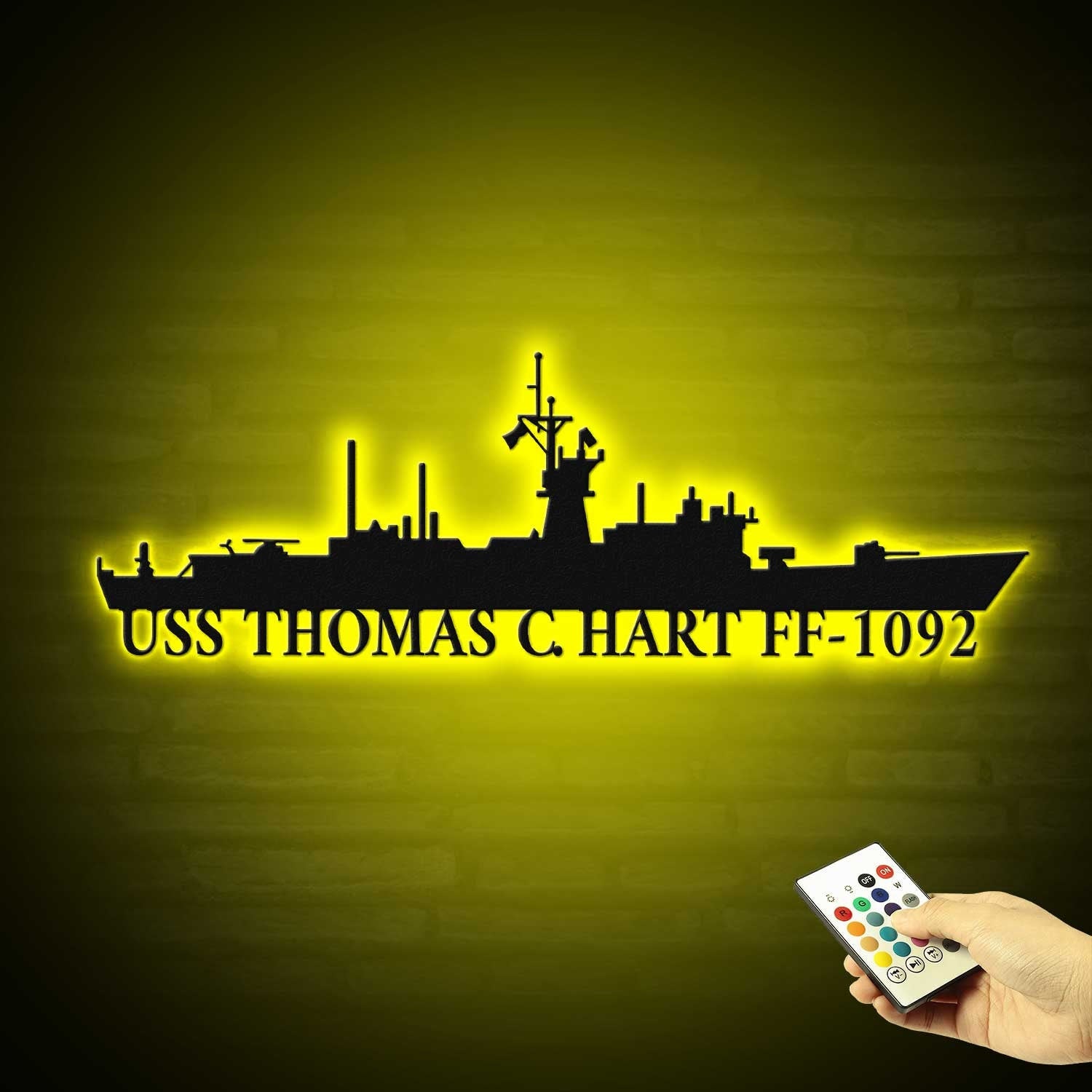 Custom Navy Ships Metal Wall Art with LED Lights - Personalized Gift for Navy Veterans - US Navy Ship Silhouette - US Navy memorabilia wall Sign | GearViral