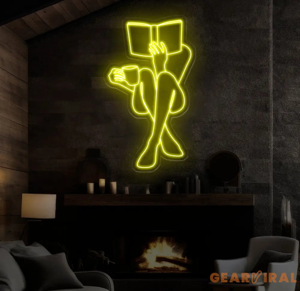 Custom Neon Woman Reading Sign LED Neon Light for Home Lounge or Library Decor Unique Modern Wall Art for Book Lovers &