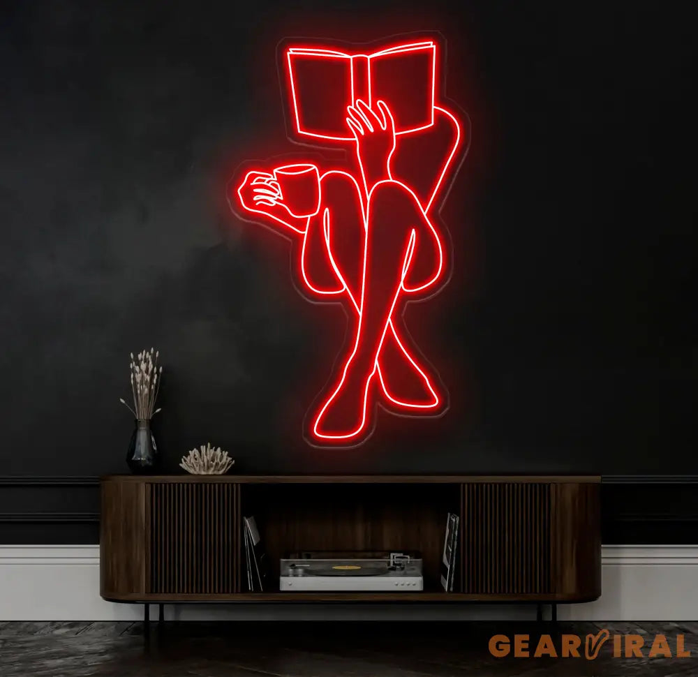 Custom Neon Woman Reading Sign LED Neon Light for Home Lounge or Library Decor Unique Modern Wall Art for Book Lovers &
