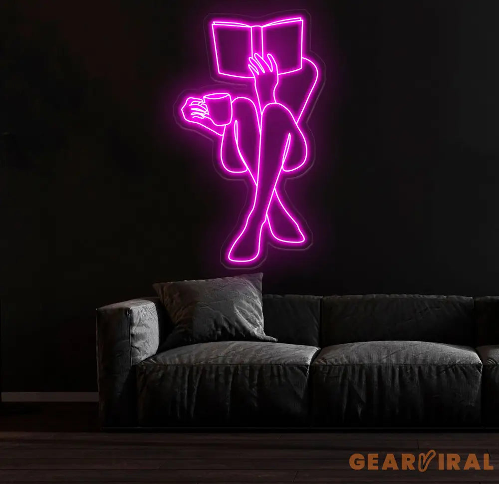 Custom Neon Woman Reading Sign LED Neon Light for Home Lounge or Library Decor Unique Modern Wall Art for Book Lovers &