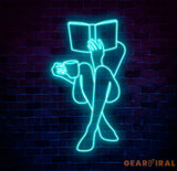 Custom Neon Woman Reading Sign LED Neon Light for Home Lounge or Library Decor Unique Modern Wall Art for Book Lovers &