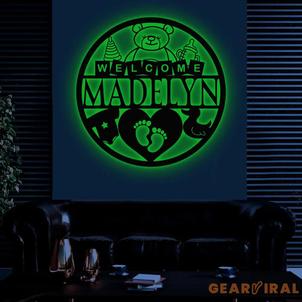 Custom New Baby Name Sign with Led Light Personalized Metal Sign for Nursery Wall Decor Baby Nursery Name Sign Baby