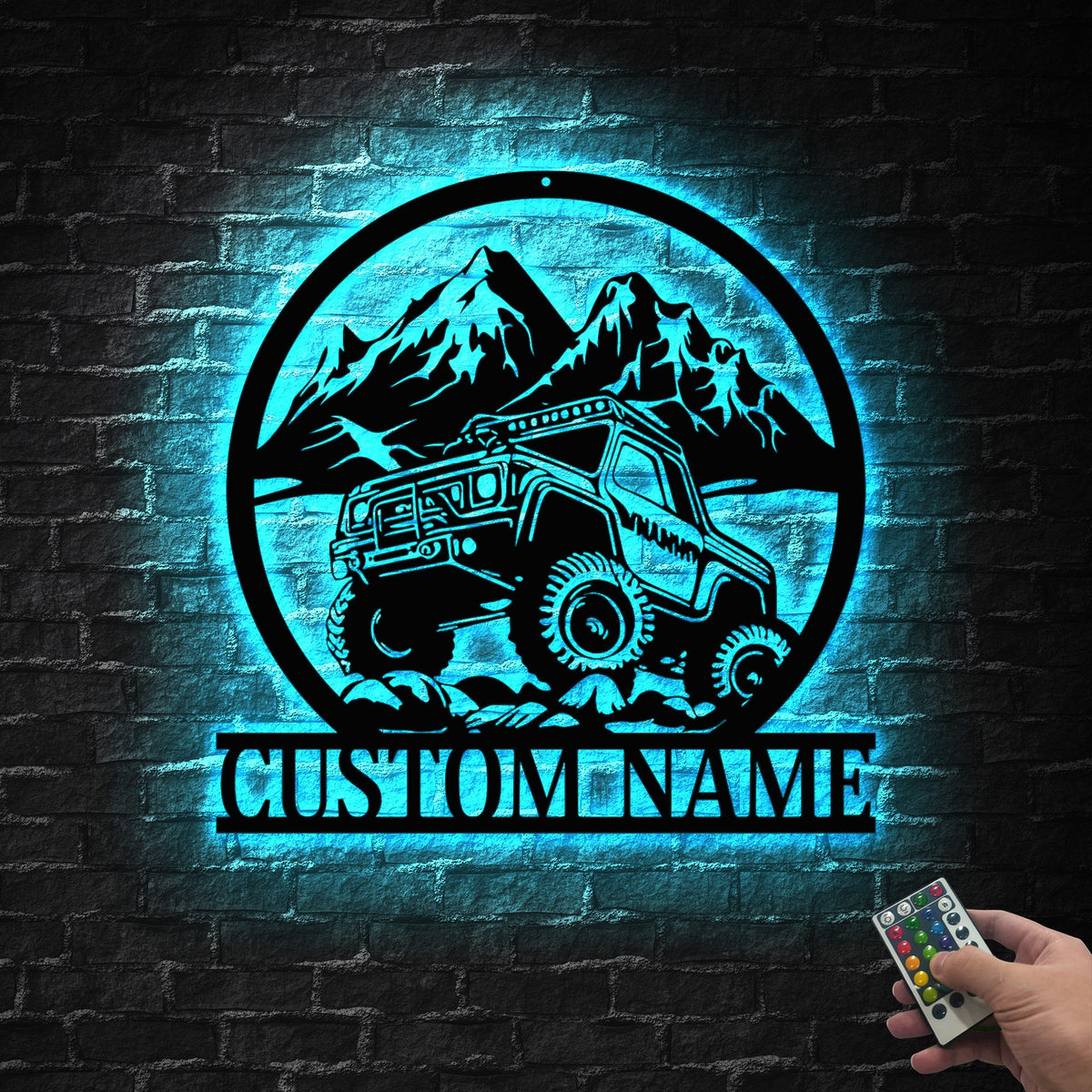 Custom Offroad Car Metal Wall Art With Led Light - Personalized Adventure Off Road Car Name Sign Decoration For Home - 4x4 Off Road Vehicle | GearViral