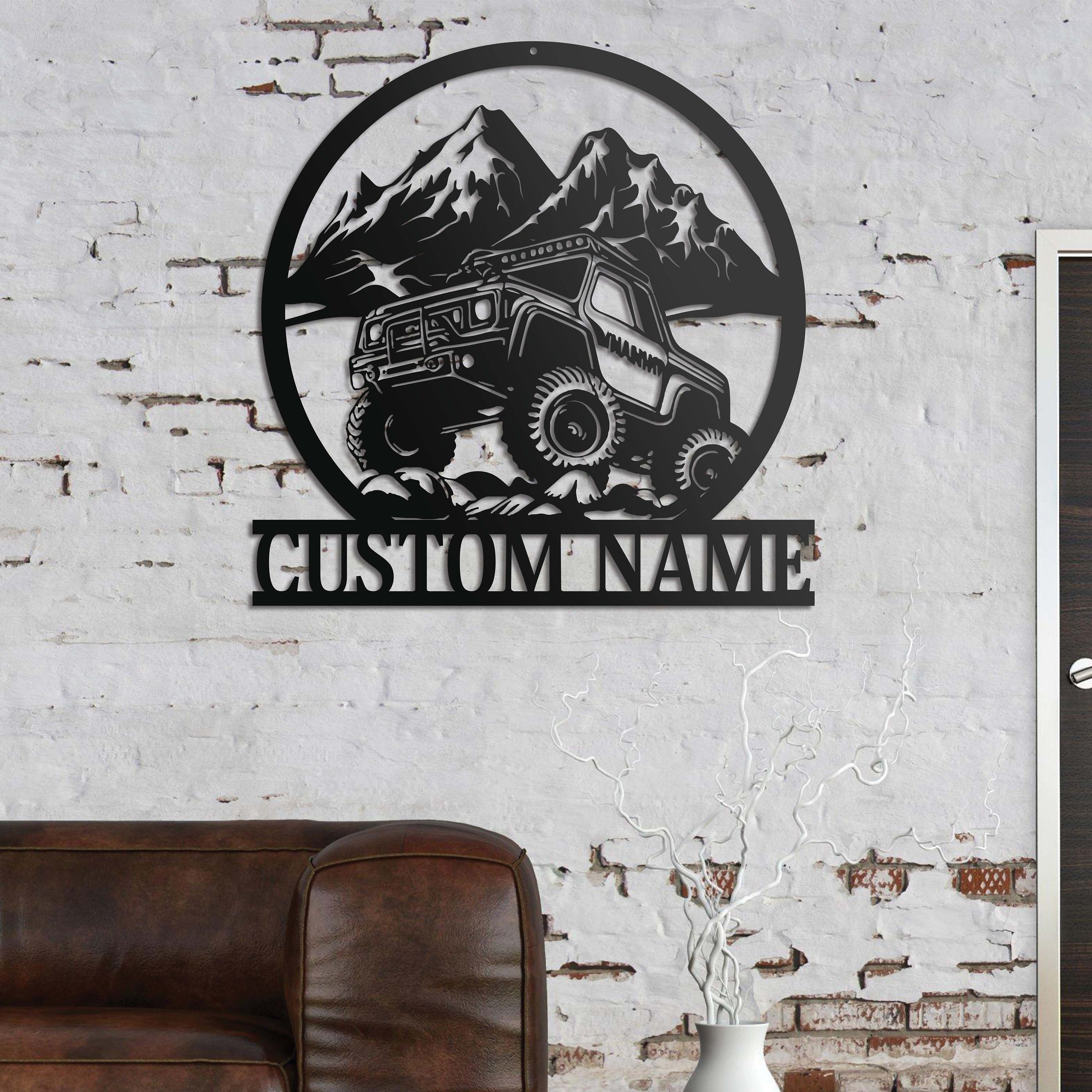 Custom Offroad Car Metal Wall Art With Led Light - Personalized Adventure Off Road Car Name Sign Decoration For Home - 4x4 Off Road Vehicle | GearViral