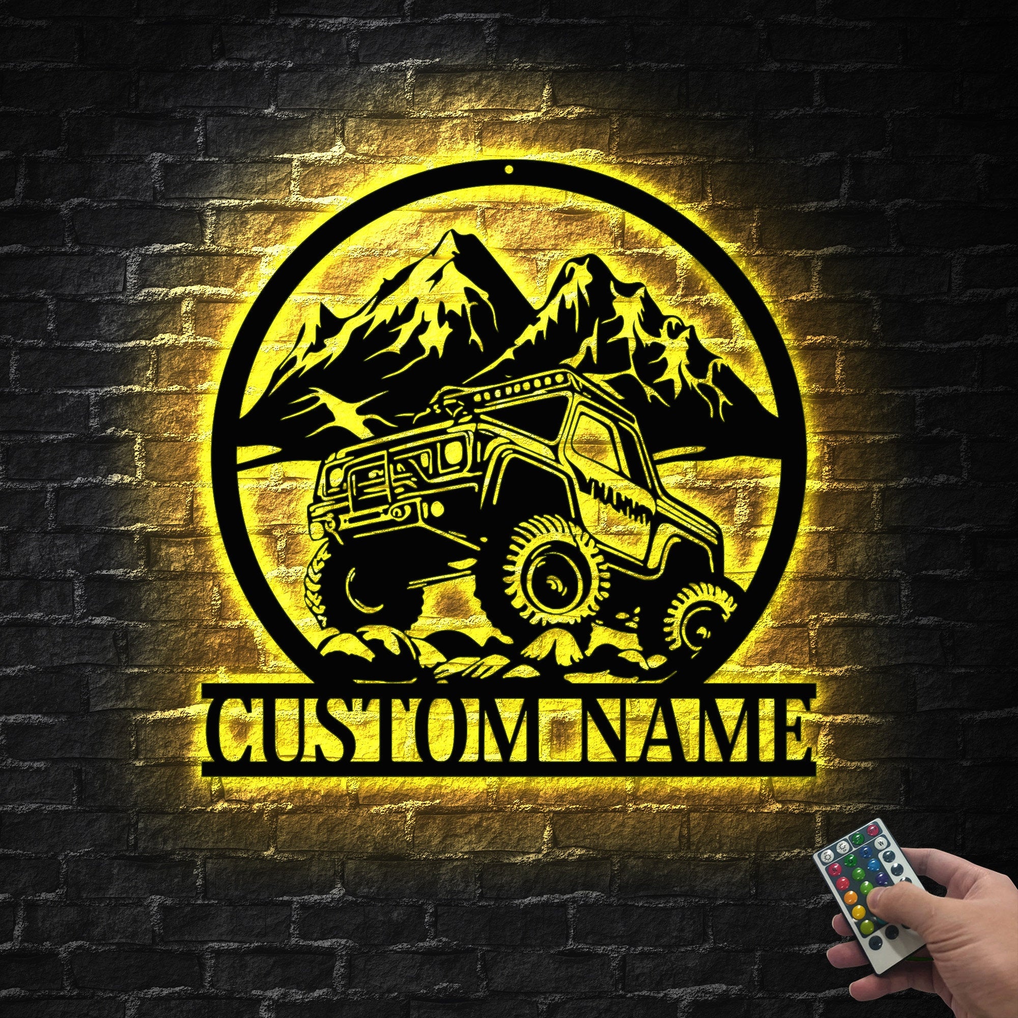 Custom Offroad Car Metal Wall Art With Led Light - Personalized Adventure Off Road Car Name Sign Decoration For Home - 4x4 Off Road Vehicle | GearViral