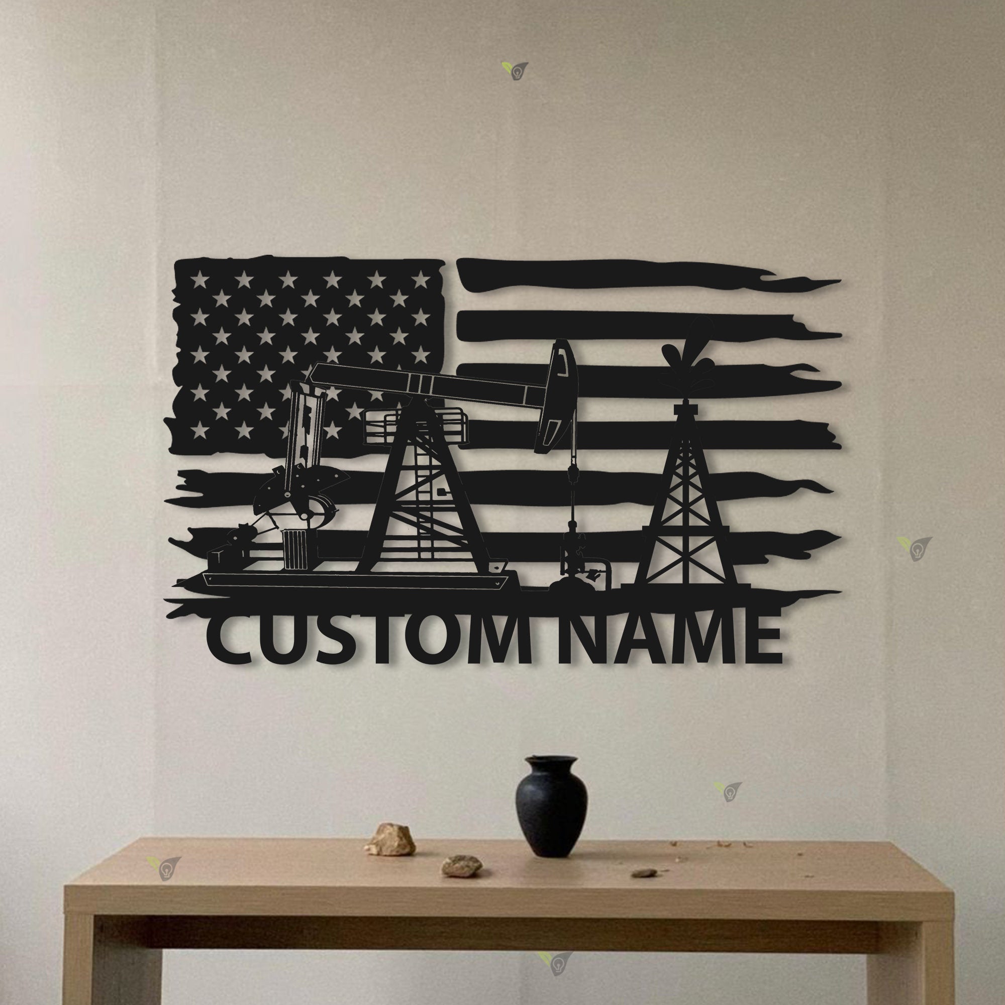 Custom Oil Field Name Sign Led Light - Personalized US Flag Oil Rig Metal Wall Art Decoration Hanging For Home - American Oilfield Decor Gift | GearViral