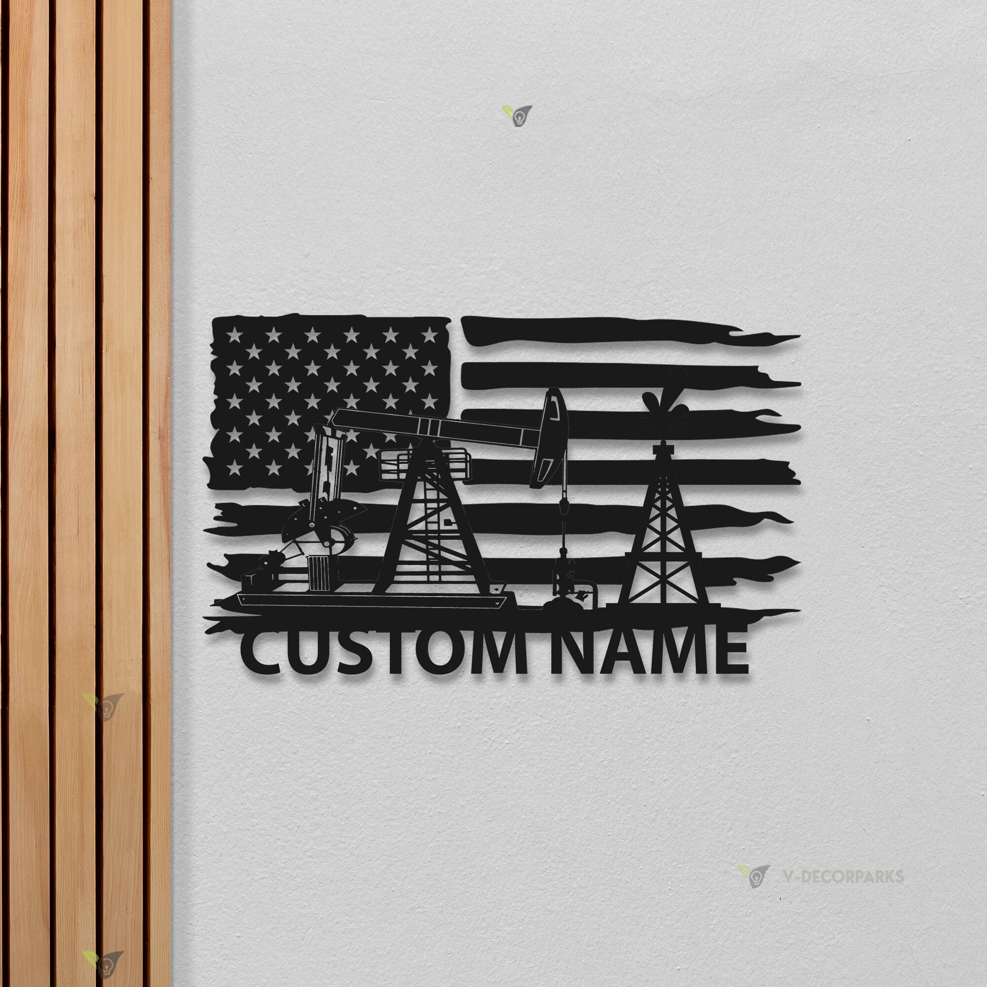 Custom Oil Field Name Sign Led Light - Personalized US Flag Oil Rig Metal Wall Art Decoration Hanging For Home - American Oilfield Decor Gift | GearViral