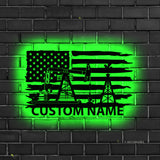 Custom Oil Field Name Sign Led Light - Personalized US Flag Oil Rig Metal Wall Art Decoration Hanging For Home - American Oilfield Decor Gift | GearViral