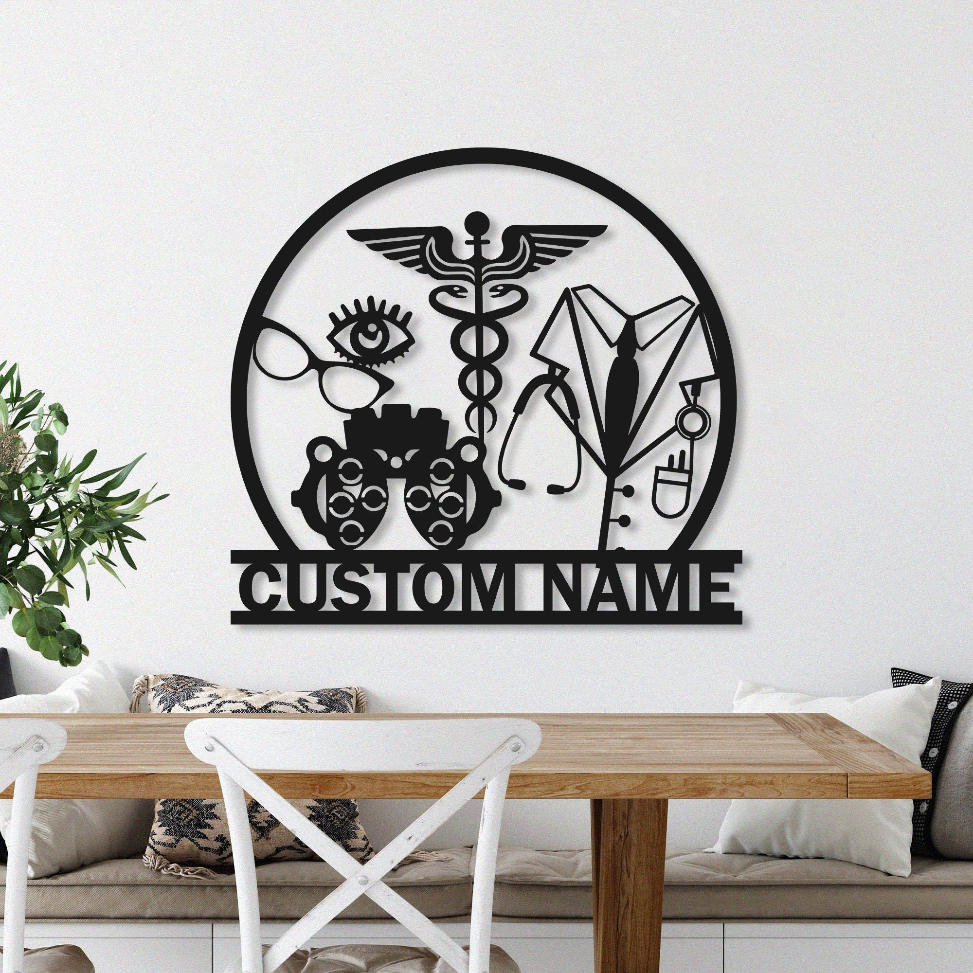 Custom Optician Metal Wall Art with Led Light - Optician Gift Optometry Gifts - Optometrist Eye Doctor Gift - Clinic Name Sign | GearViral