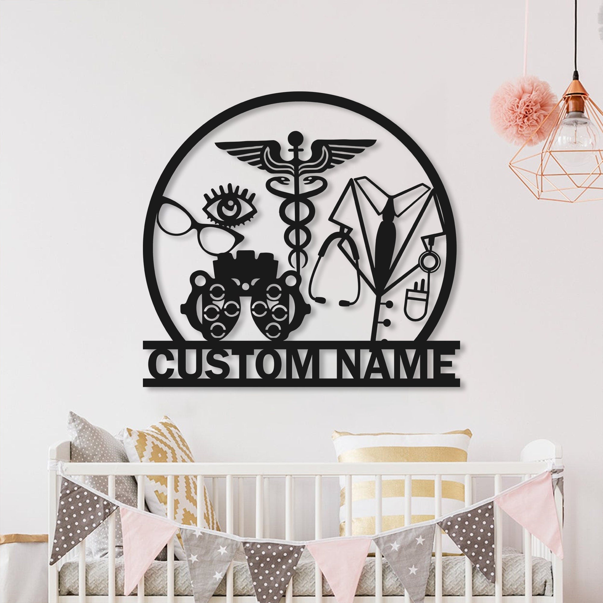Custom Optician Metal Wall Art with Led Light - Optician Gift Optometry Gifts - Optometrist Eye Doctor Gift - Clinic Name Sign | GearViral