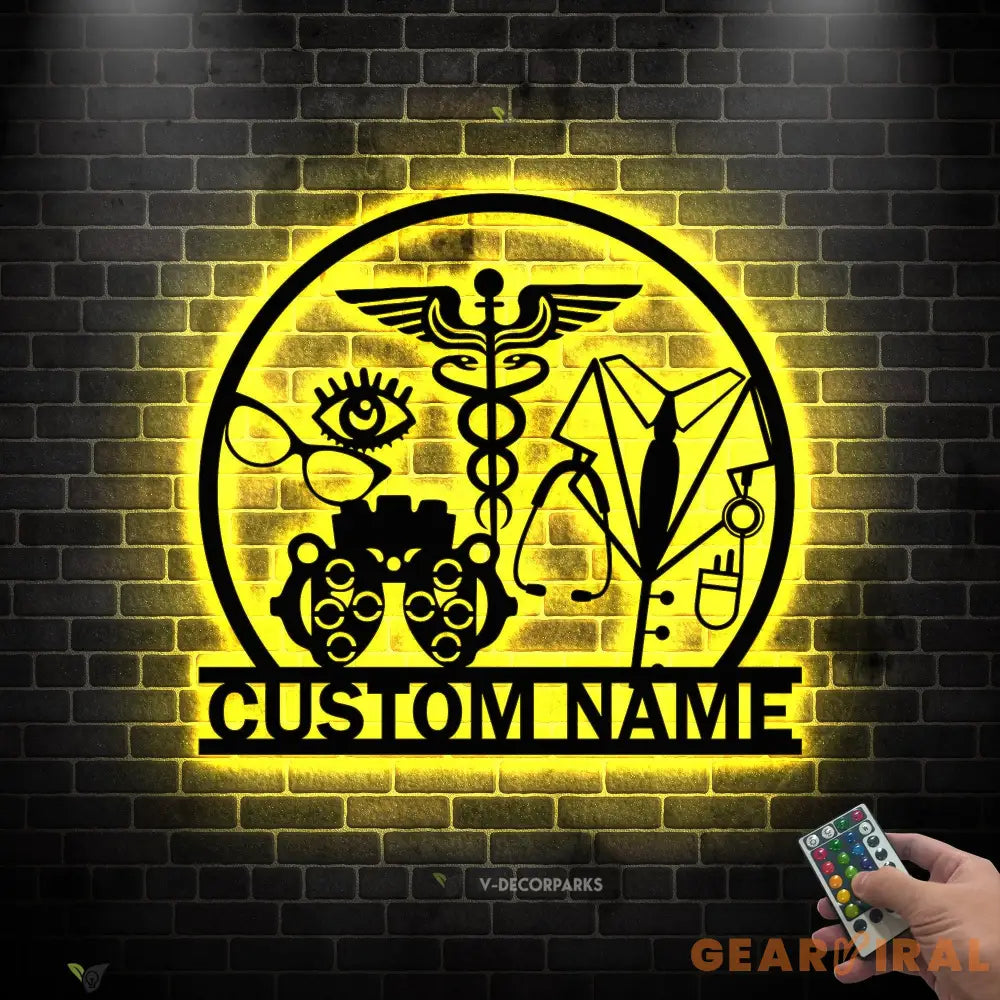 Custom Optician Metal Wall Art with Led Light - Optician Gift Optometry Gifts - Optometrist Eye Doctor Gift - Clinic