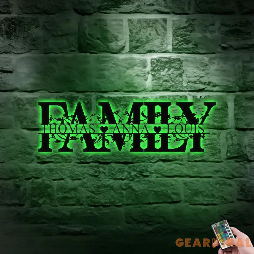 Custom Our Family Name - Family name Metal LED Sign - Last Name Initial Hanging - Personalize Metal Wall Art