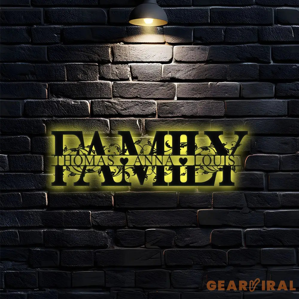 Custom Our Family Name - Family name Metal LED Sign - Last Name Initial Hanging - Personalize Metal Wall Art