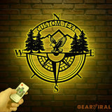 Custom Outdoor Eagle Compass Sign with LED Light Metal Wall Art Decor Personalized Name & Address Sign American Eagle