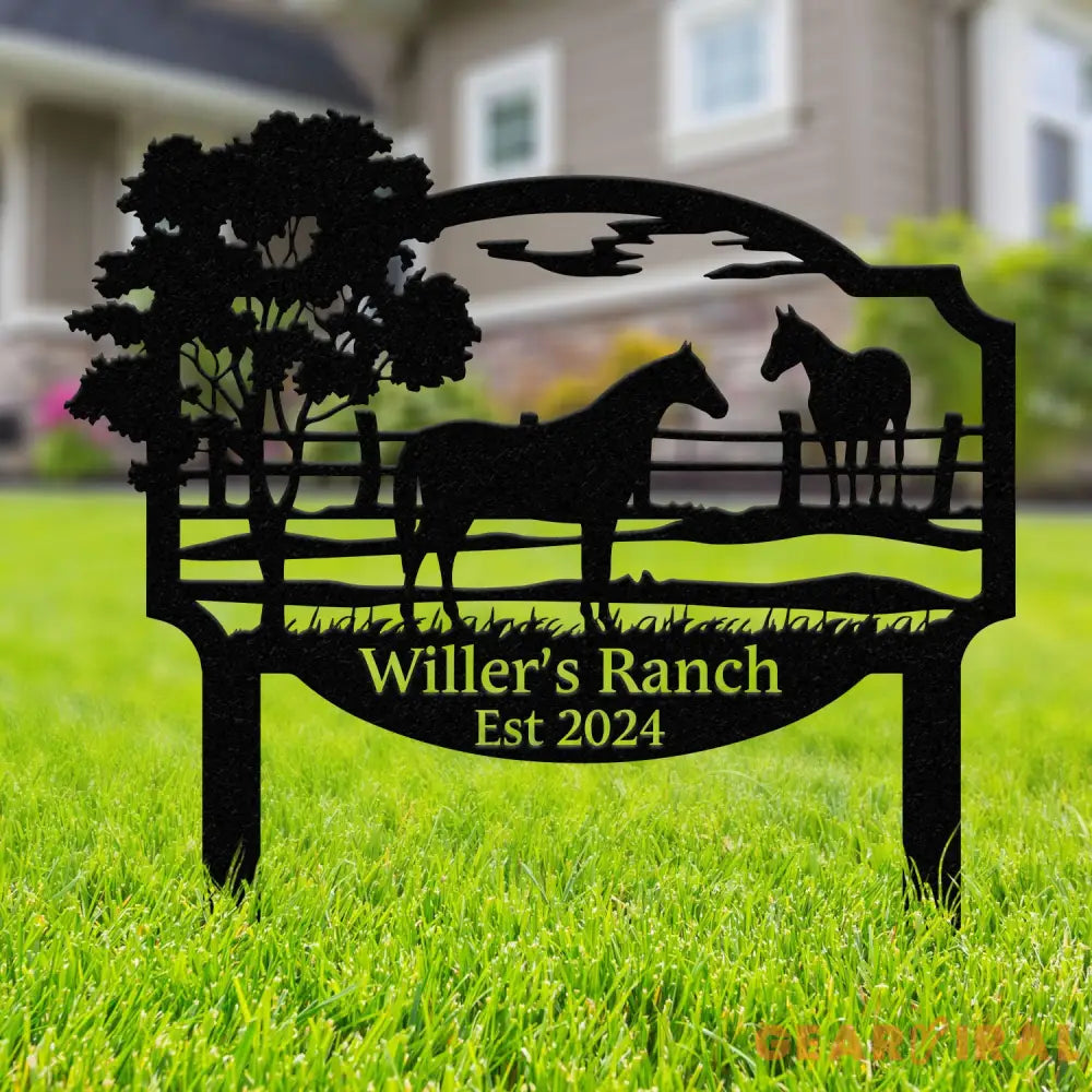 Custom Outdoor Horse Farm Sign Metal Yard Stake Custom Last Name Family Sign Rustic Ranch Sign Christmas Gifts Address