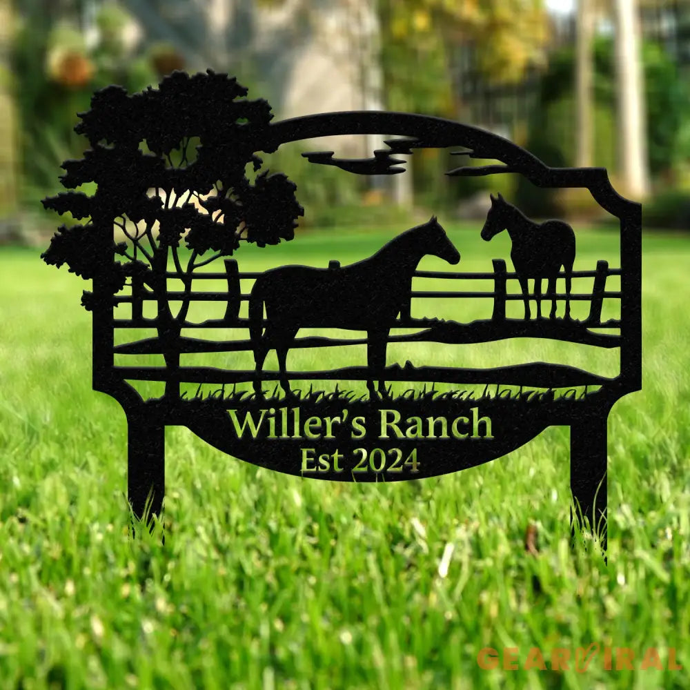Custom Outdoor Horse Farm Sign Metal Yard Stake Custom Last Name Family Sign Rustic Ranch Sign Christmas Gifts Address