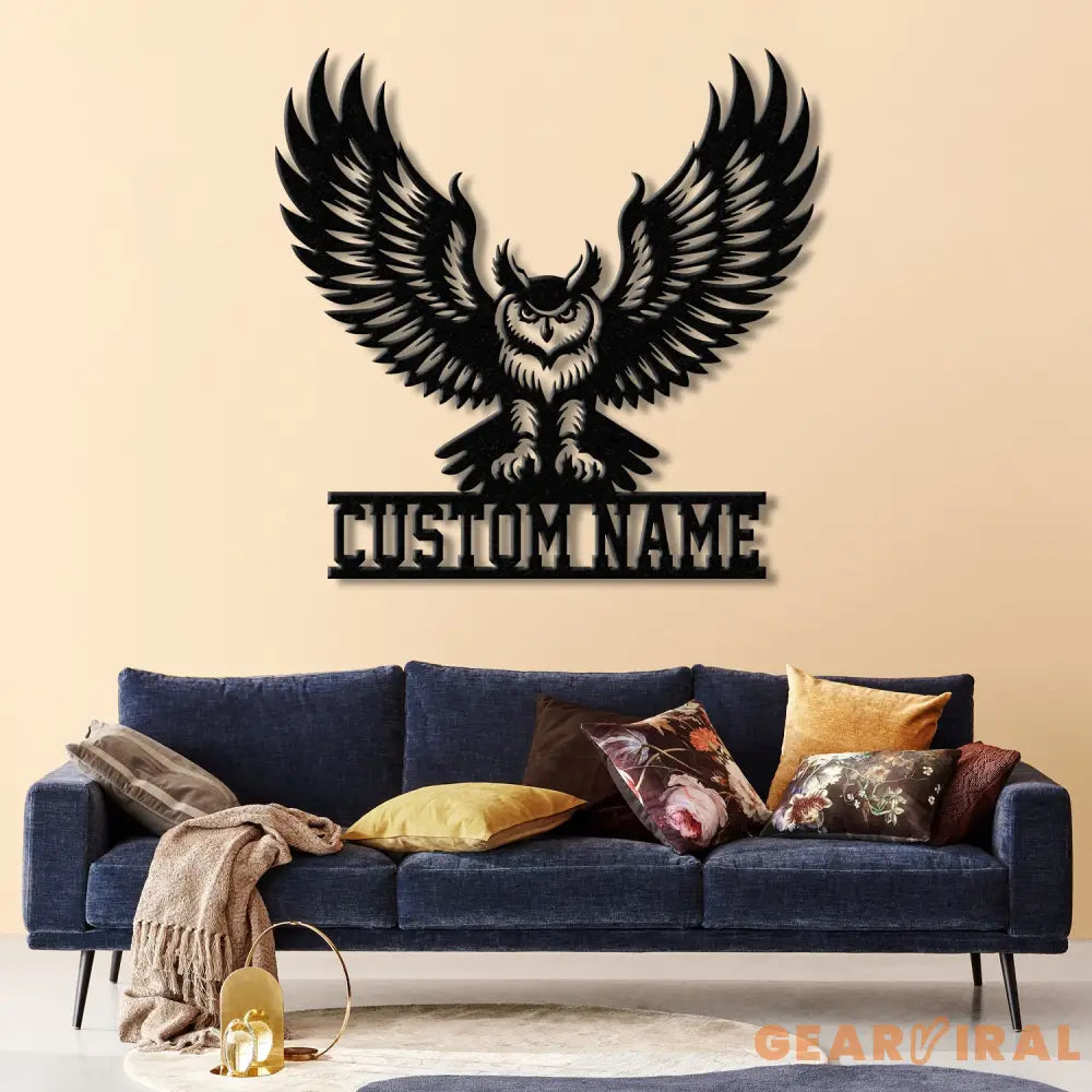 Custom Owl Metal Sign Personalized Outdoor Owl Decor Wildlife Metal Wall Art Rustic Family Name Sign Woodland Themed