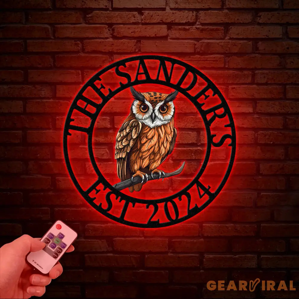 Custom Owl Metal Sign Personalized Outdoor Owl Decor Wildlife Metal Wall Art Rustic Family Name Sign Woodland Themed