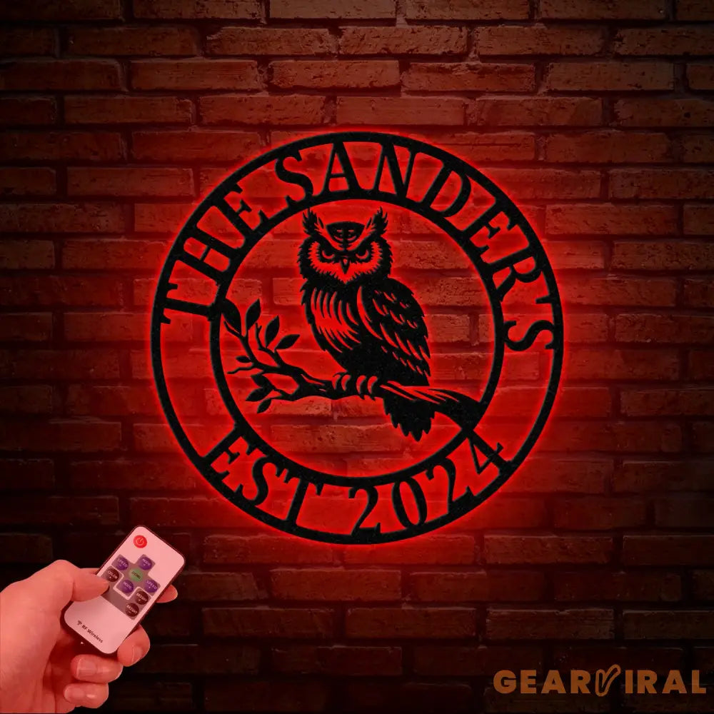 Custom Owl Metal Sign Personalized Outdoor Owl Decor Wildlife Metal Wall Art Rustic Family Name Sign Woodland Themed