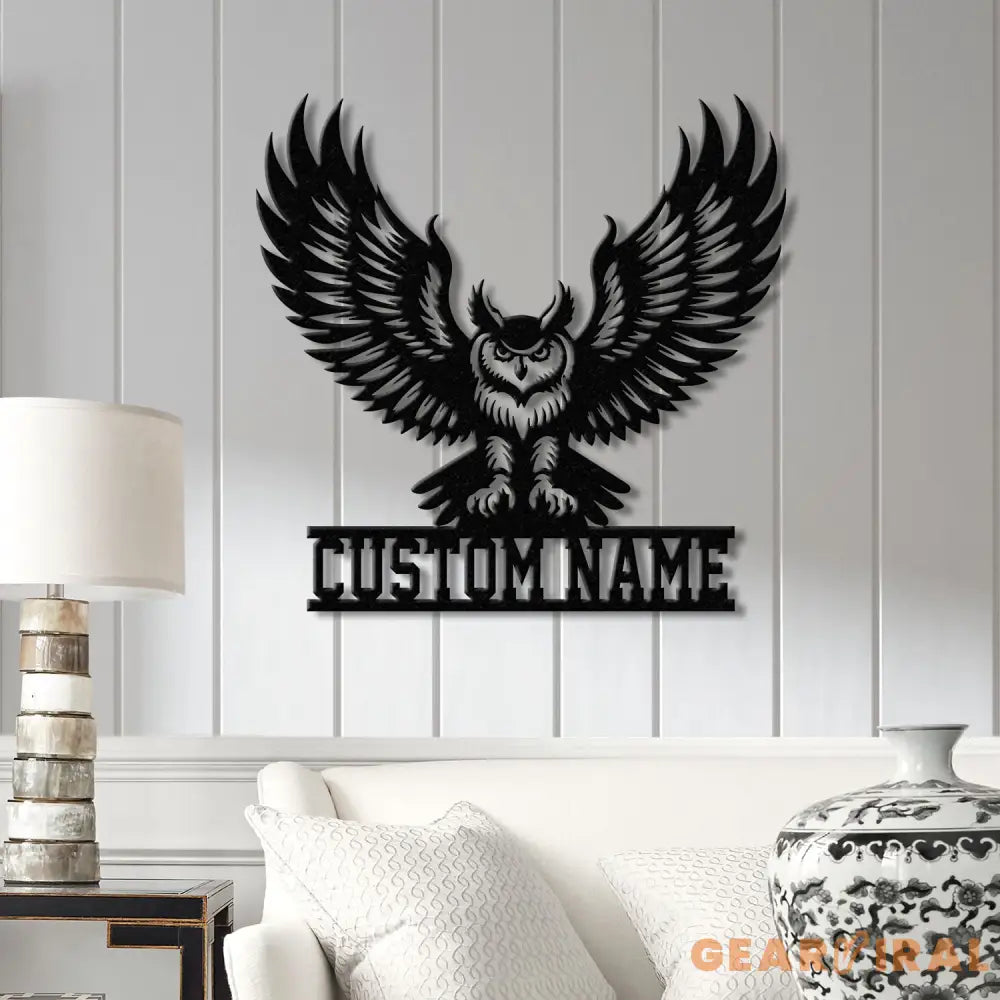 Custom Owl Metal Sign Personalized Outdoor Owl Decor Wildlife Metal Wall Art Rustic Family Name Sign Woodland Themed