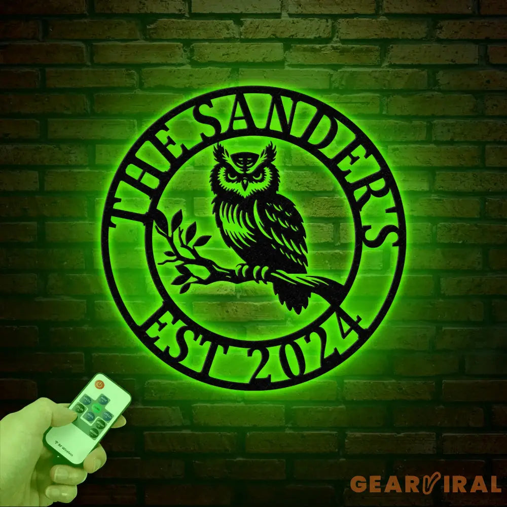 Custom Owl Metal Sign Personalized Outdoor Owl Decor Wildlife Metal Wall Art Rustic Family Name Sign Woodland Themed