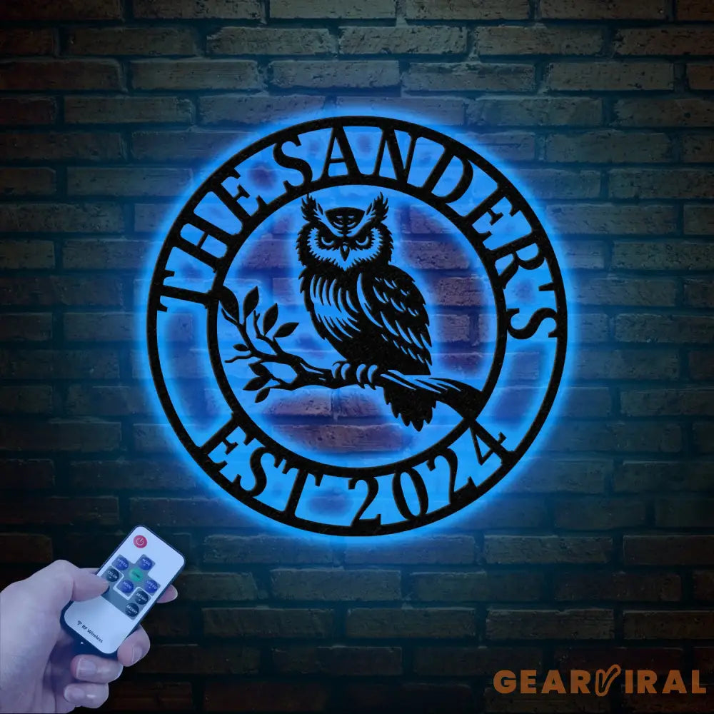 Custom Owl Metal Sign Personalized Outdoor Owl Decor Wildlife Metal Wall Art Rustic Family Name Sign Woodland Themed