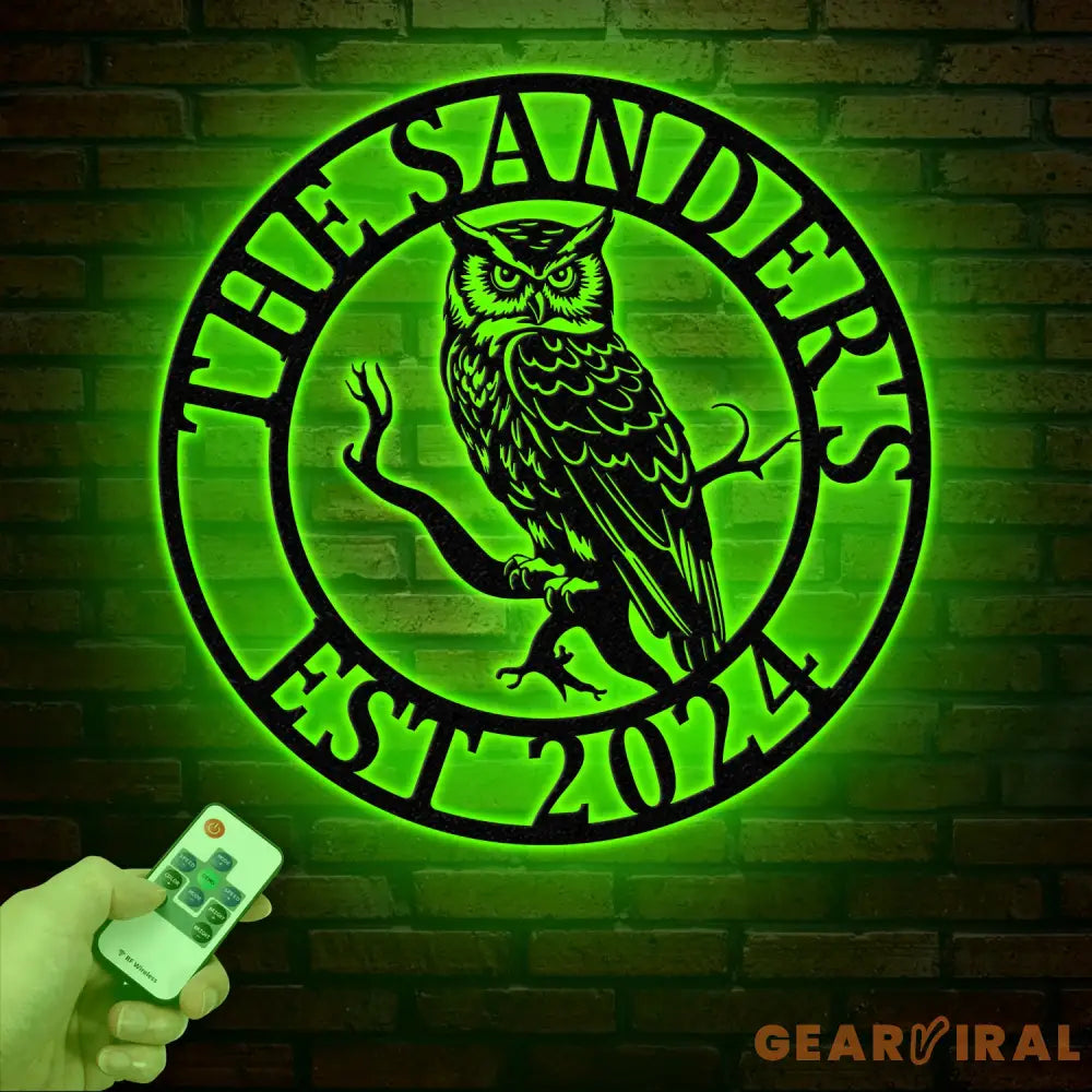 Custom Owl Metal Sign Personalized Outdoor Owl Decor Wildlife Metal Wall Art Rustic Family Name Sign Woodland Themed