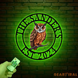 Custom Owl Metal Sign Personalized Outdoor Owl Decor Wildlife Metal Wall Art Rustic Family Name Sign Woodland Themed