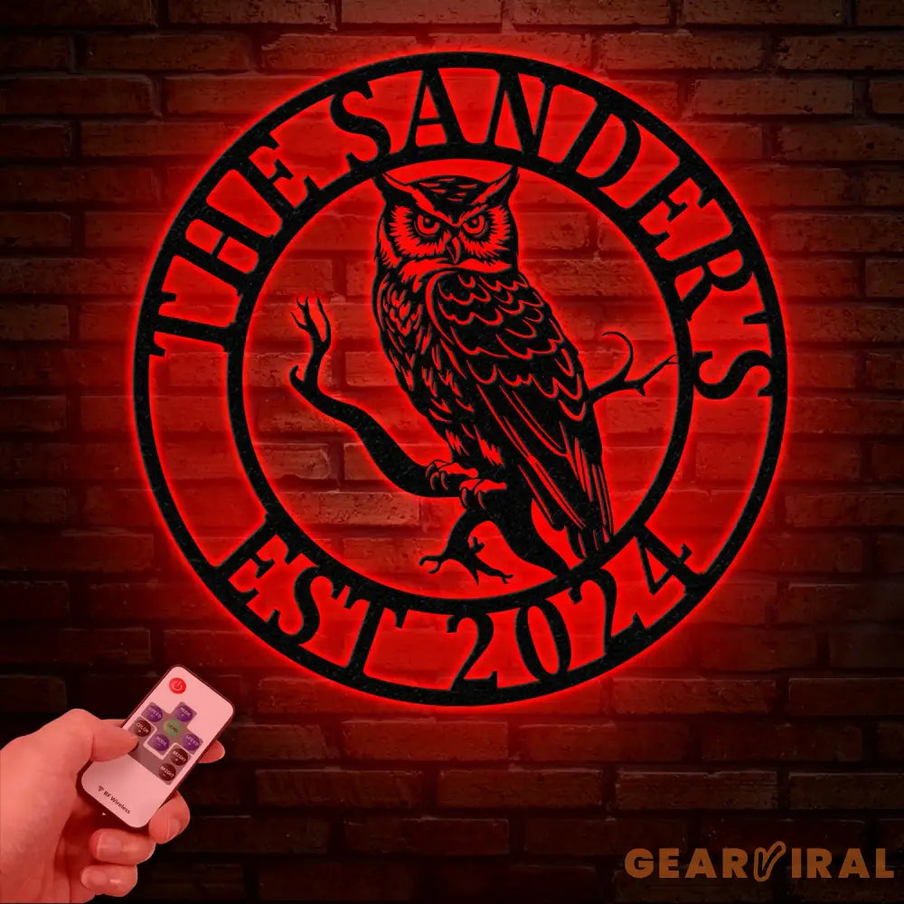 Custom Owl Metal Sign Personalized Outdoor Owl Decor Wildlife Metal Wall Art Rustic Family Name Sign Woodland Themed