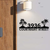 Custom Palm Tree House Number Metal Art - Tropical Address Sign - Beach House Decor - Outdoor Address Metal Sign | GearViral