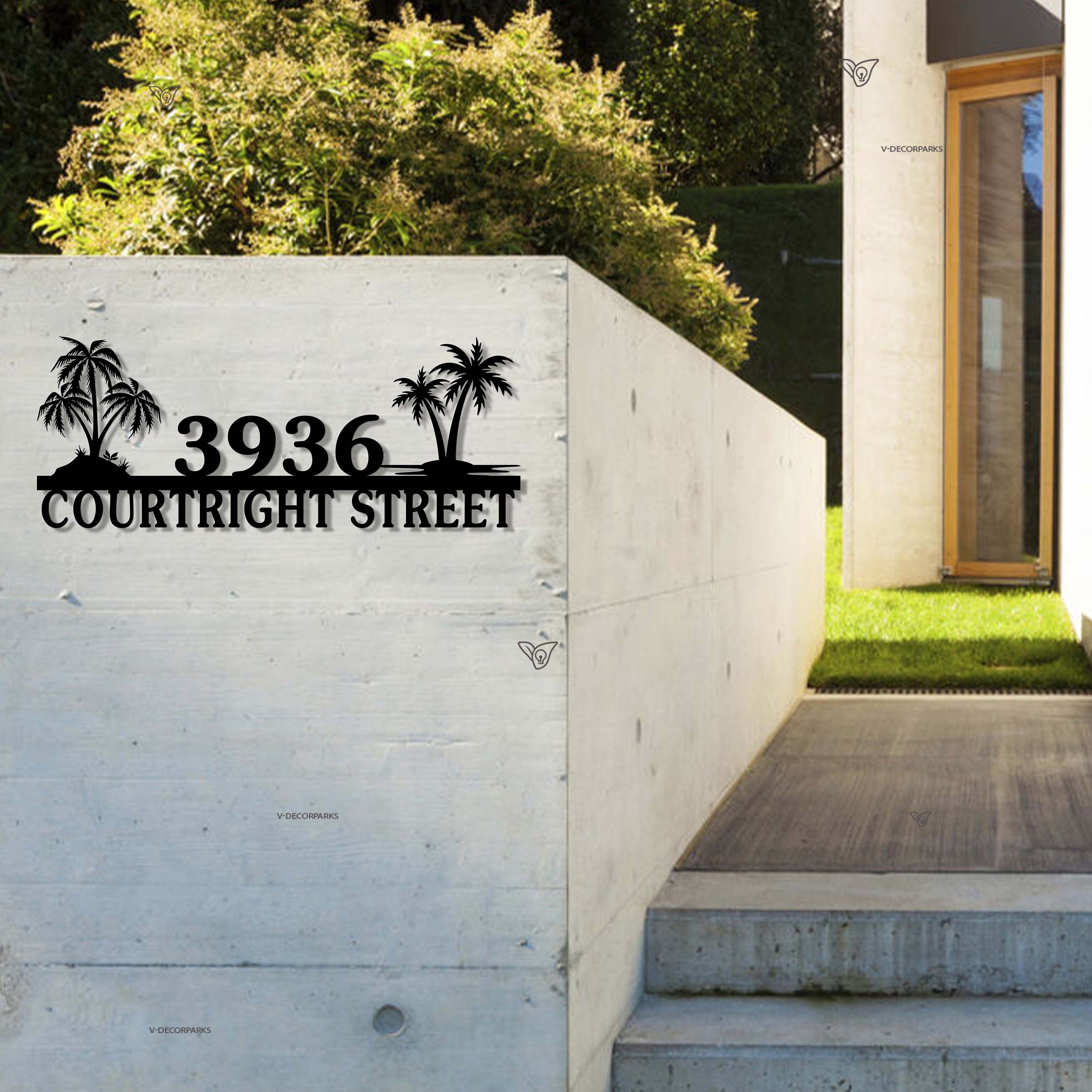 Custom Palm Tree House Number Metal Art - Tropical Address Sign - Beach House Decor - Outdoor Address Metal Sign | GearViral