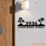 Custom Palm Tree House Number Metal Art - Tropical Address Sign - Beach House Decor - Outdoor Address Metal Sign