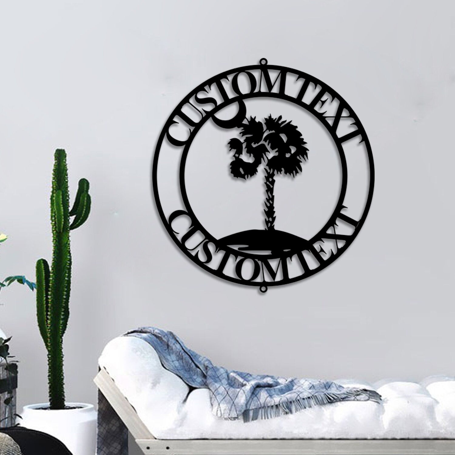 Custom Palmetto Tree and Moon Metal Sign - South Carolina Palmetto Tree Decor Wall Art - South Carolina Sign - Personalized Palm Tree Name Sign | GearViral