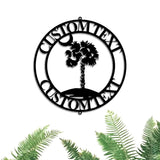 Custom Palmetto Tree and Moon Metal Sign - South Carolina Palmetto Tree Decor Wall Art - South Carolina Sign - Personalized Palm Tree Name Sign | GearViral