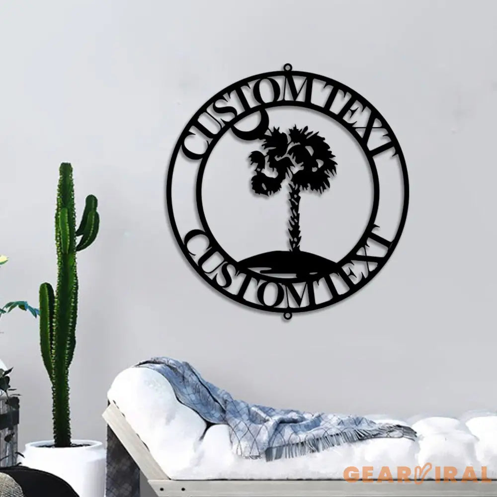 Custom Palmetto Tree and Moon Metal Sign - South Carolina Palmetto Tree Decor Wall Art - South Carolina Sign