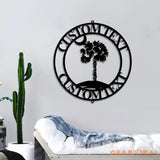 Custom Palmetto Tree and Moon Metal Sign - South Carolina Palmetto Tree Decor Wall Art - South Carolina Sign